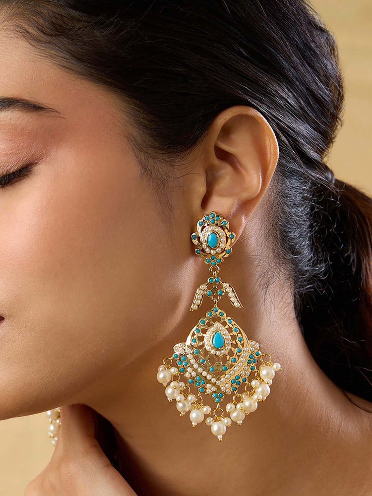 Indinoor Jadau Floral Dangler Earrings-picture-48