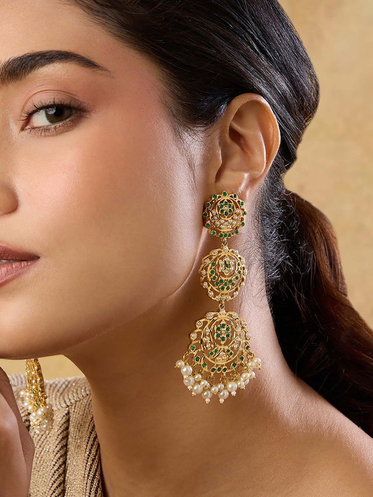 Indinoor Jadau Dangler Earrings-picture-1