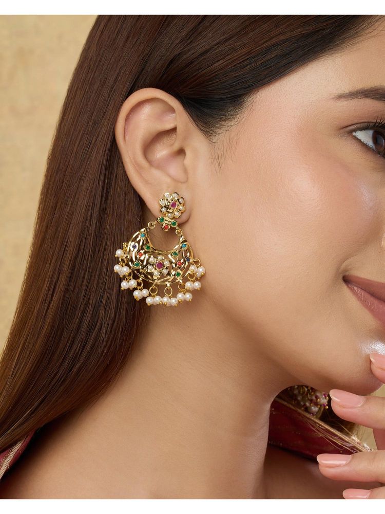 Indinoor Pravya Jadau Chandbali Earrings-picture-25