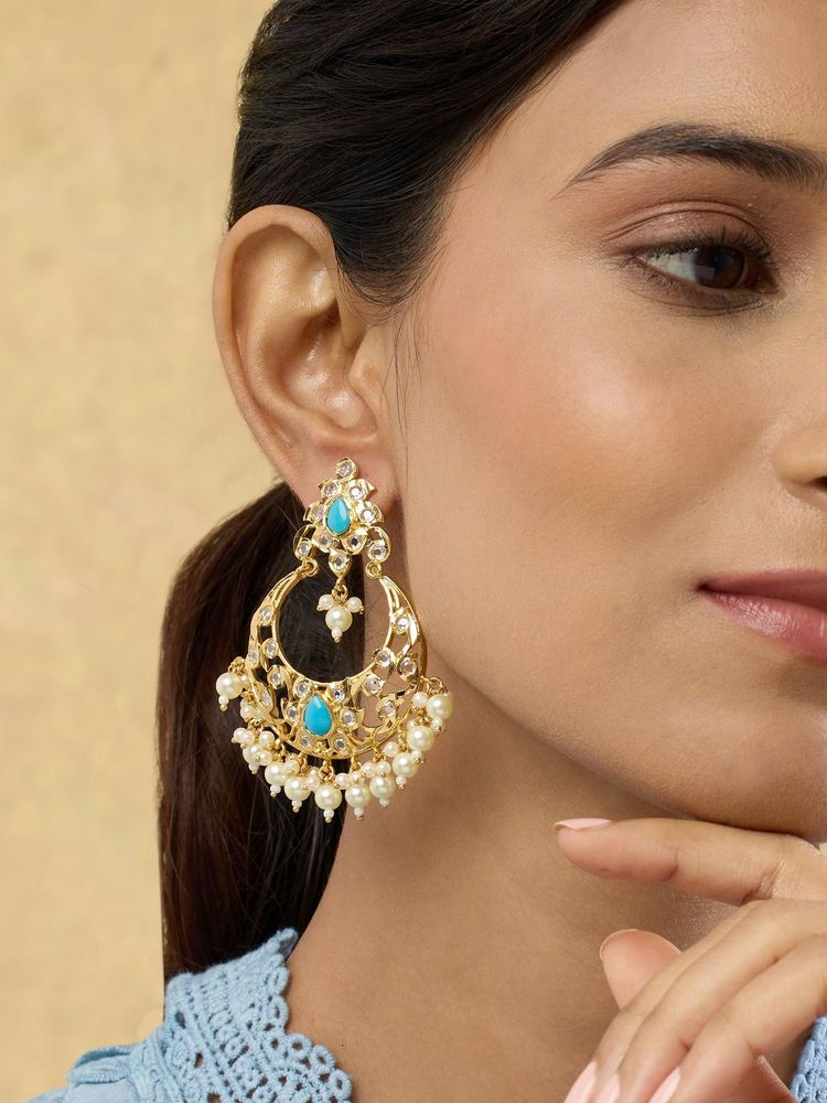 Indinoor Mevraya Jadau Chandbali Earrings-picture-43