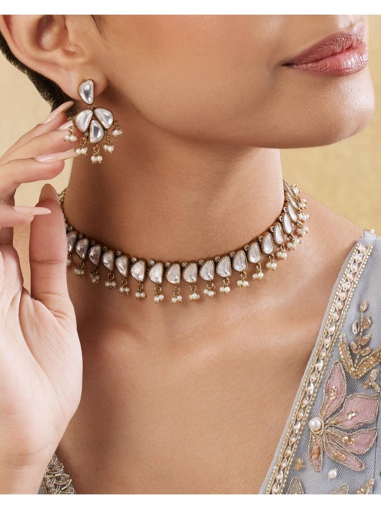 Indinoor Kairi Kundan Polki Necklace Set-picture-11
