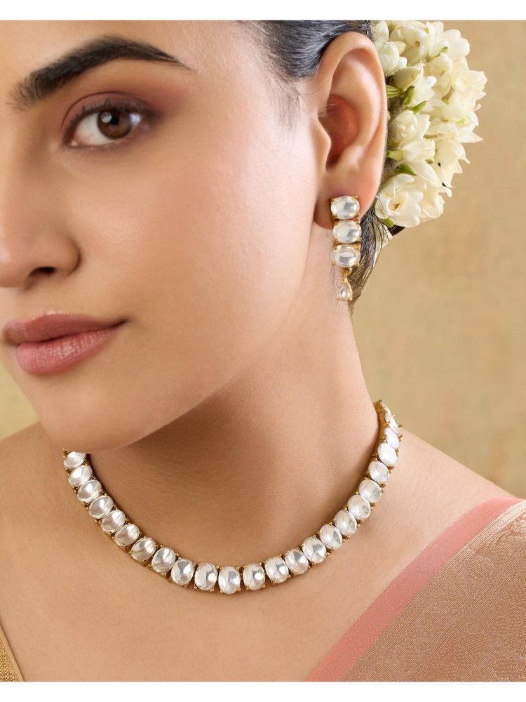 Indinoor Zari Kundan Necklace Set-picture-3