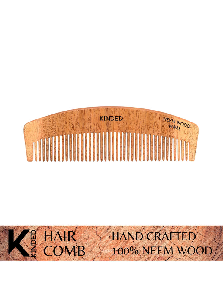 KINDED Handmade Oil Treated Wooden Hair Comb - Neem Wood NW83, Regular Tooth-image-36