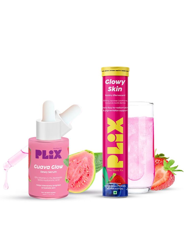 Plix Glutathione Skin Glow 15 Effervescent Tablets And Guava Serum Combo-picture-26