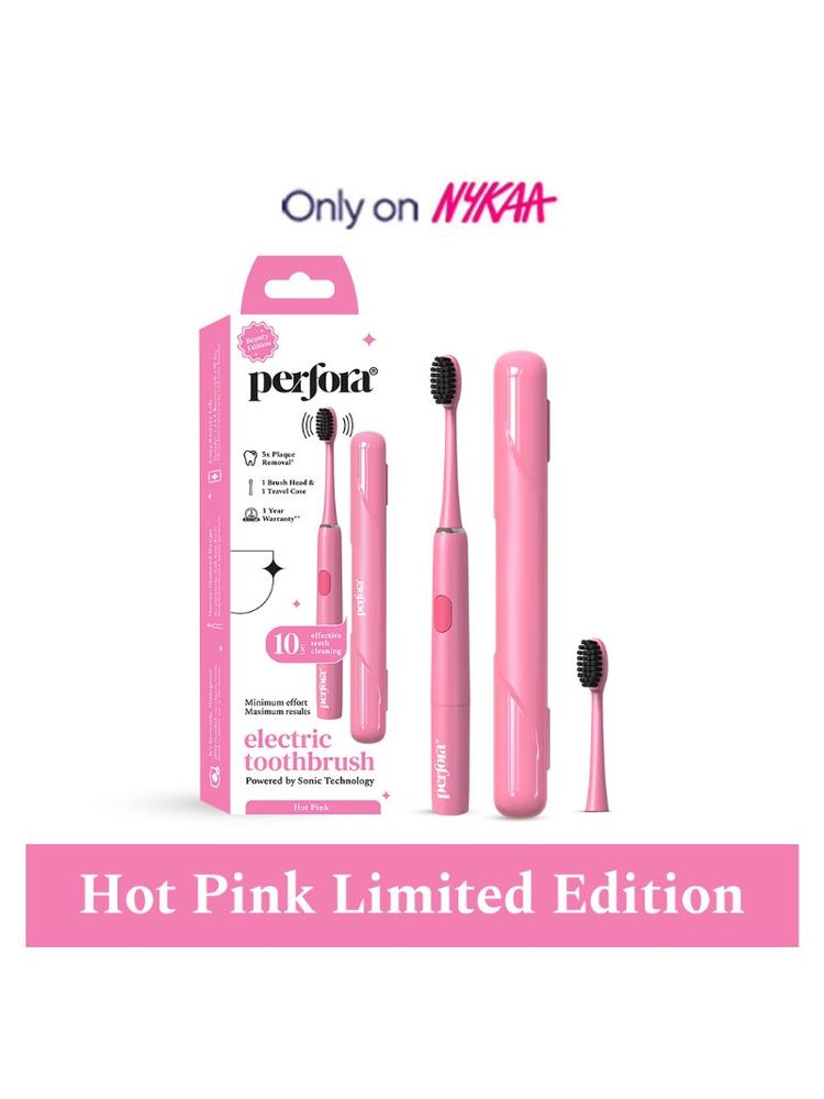 Perfora Smart Electric Toothbrush Hot Pink Limited Edition With Case&2Brushheads