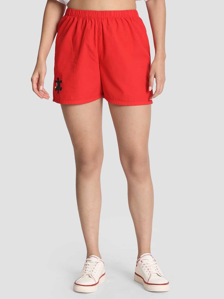 Bene Kleed Red Solid Mid-Rise Relaxed Fit Lounge Boxer Shorts-picture-24