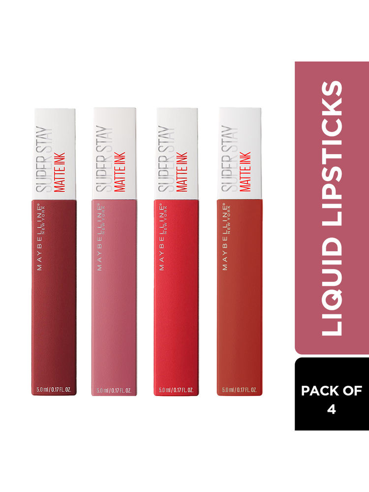 Maybelline New York Superstay Matte Ink Liquid Lipstick - Pack of 4
