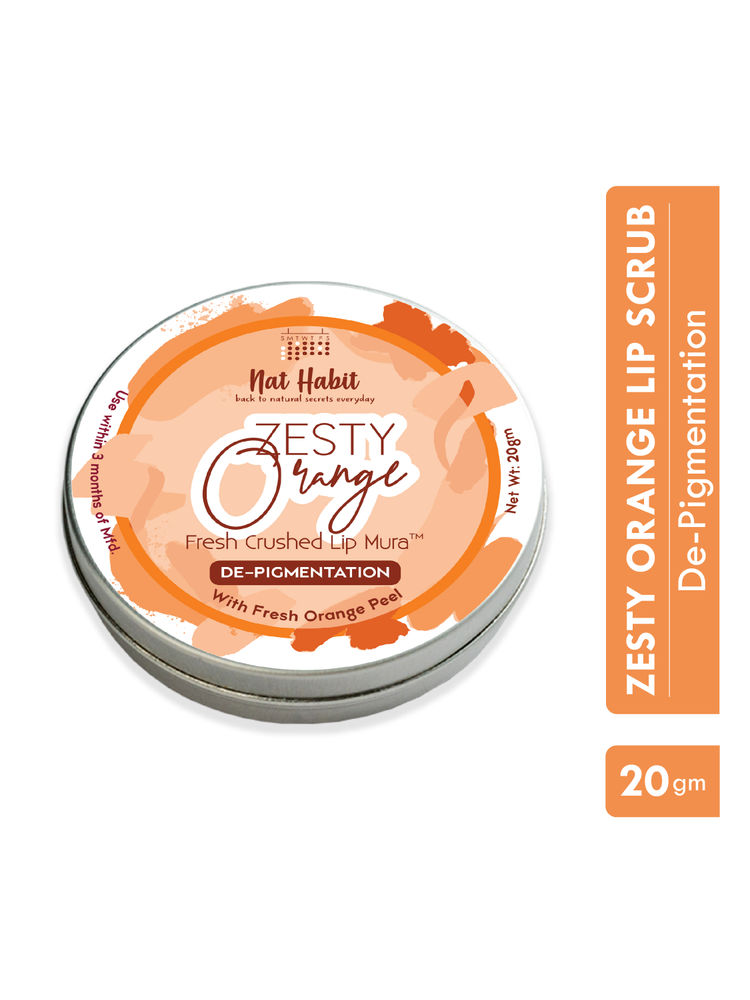 Nat Habit Zesty Orange Lip Scrub for dark lips, Lightening Lip Mask for Pigmentation, Discoloration
