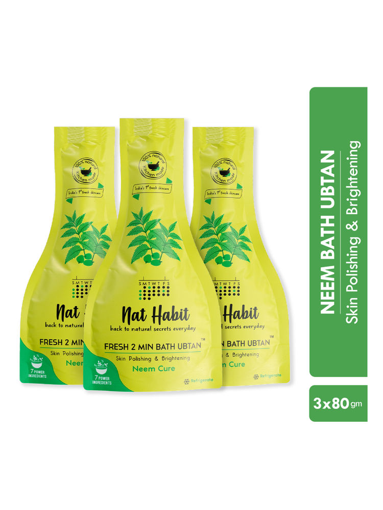 Nat Habit Fresh Bath Ubtan - Neem Cure 2 Minutes Body Ubtan with Neem, Pulses, Raw Milk and Curd