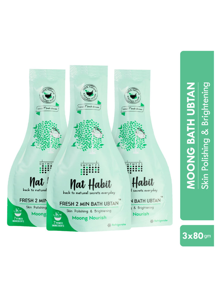 Nat Habit Fresh Bath Ubtan - Moong Body Scrub with No Surfactants for Natural Daily Body Cleansing-picture-3