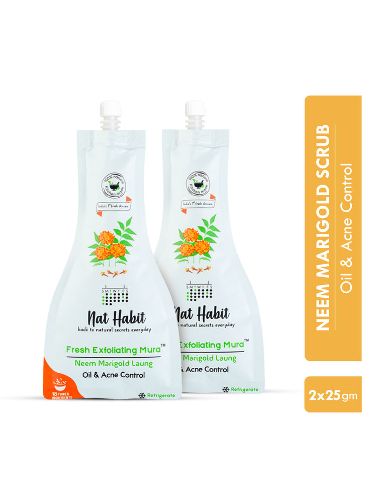 Nat Habit Neem Marigold Laung Exfoliating Mura, Ayurveda Face Cleansing Scrub for Acne, Oily Skin-picture-30