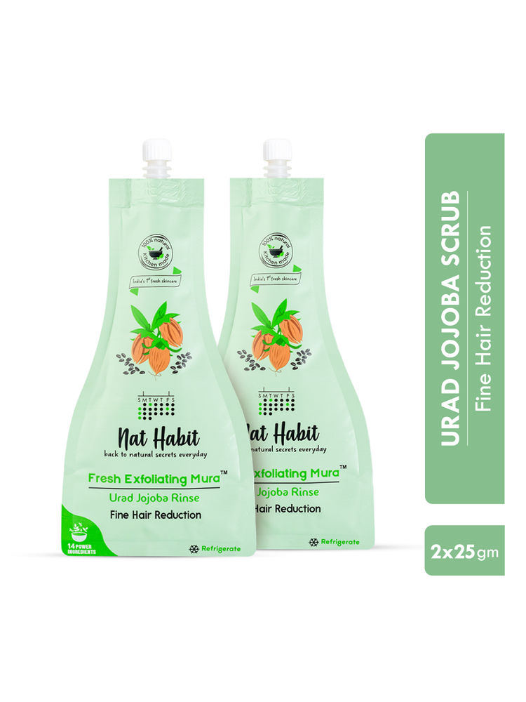 Nat Habit Urad Jojoba Exfoliating Mura, Ayurvedic Face Scrub for Fine Hair Reduction and Blackheads-picture-48