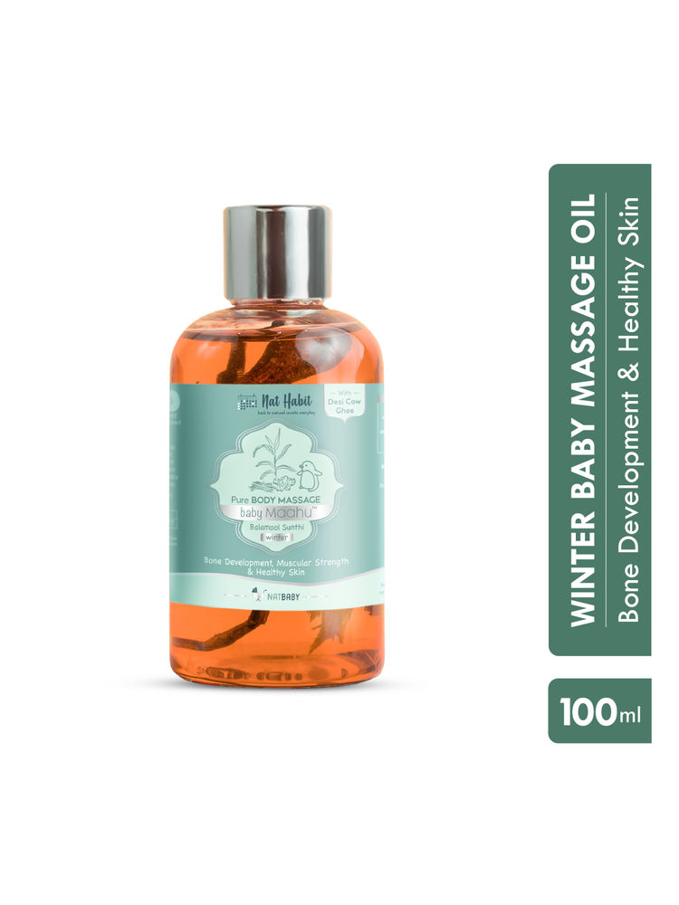 Nat Habit Balamool Sunthi Pure Baby Maah, Baby Massage Oil for Winter, Bone & Muscular Development-picture-11