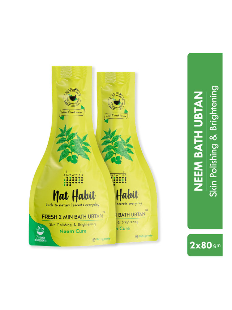 Nat Habit Fresh Bath Ubtan - Neem Cure 2 Minutes Body Ubtan with Neem, Pulses, Raw Milk and Curd