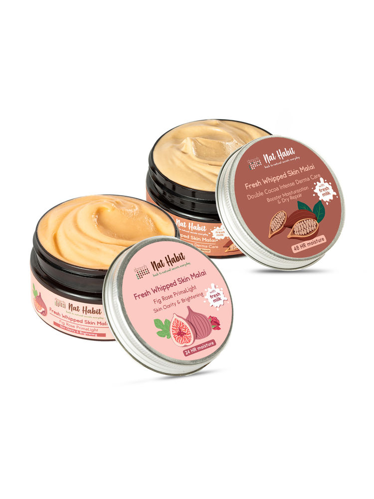 Nat Habit Skin Malai Fig Rose Clarity & Brightening and Double Cocoa Mositurisation & Dry Repair