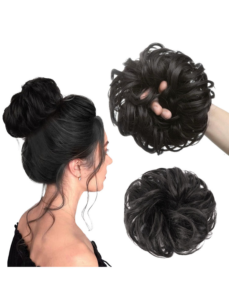 Majestique Messy Bun Artificial Hair Scrunchies, Hair Extensions With Elastic Rubber Band
