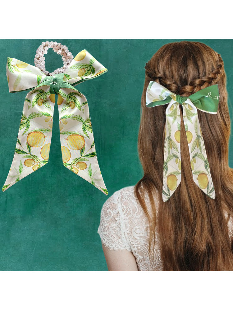 Majestique Printed Satin Scarf Hair Scrunchies-image-7