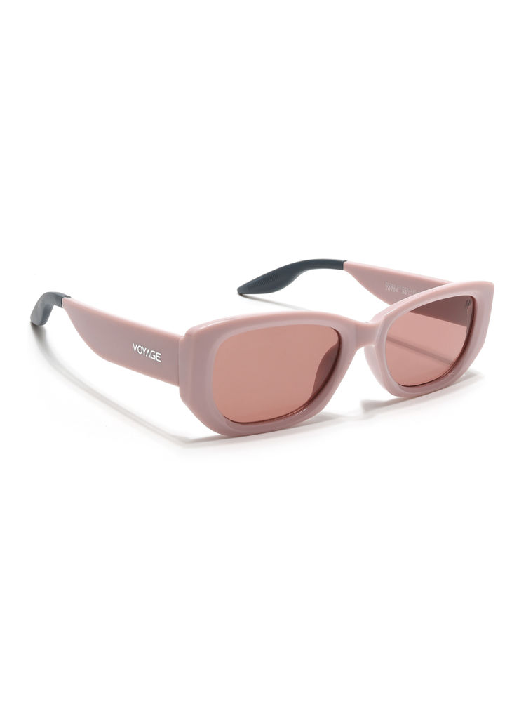Voyage Unisex Rectangle Sunglasses Light Brown Lens with Pink Frame (MG6570) (58)-picture-21