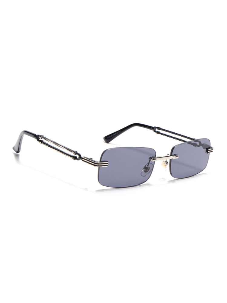 Voyage Unisex Rimless Sunglasses Black Lens with Silver Frame (MG6660) (56)-picture-11