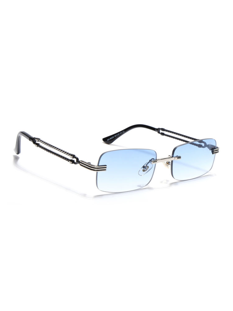 Voyage Unisex Rimless Sunglasses Light Blue & Clear Lens with Silver Frame (MG6662) (56)-picture-12