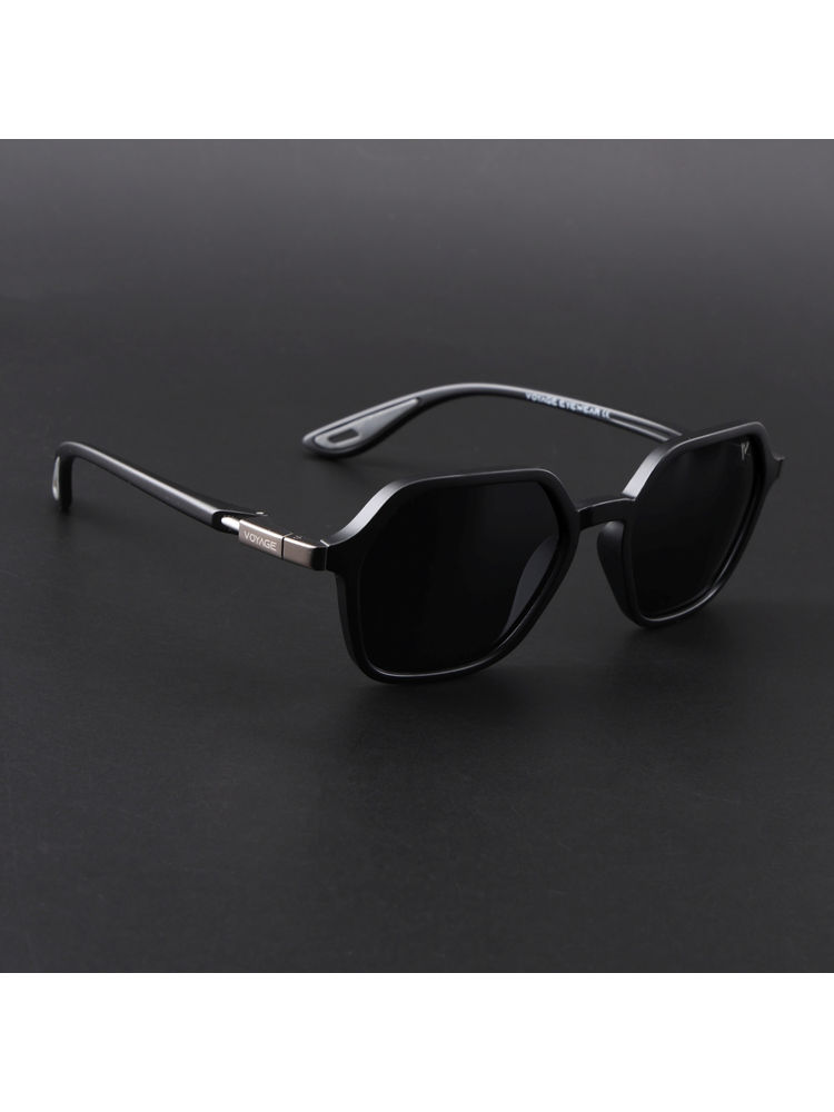 Voyage Unisex Hexagon Polarized Sunglasses Black Lens with Matt Black Frame (PMG6640) (54)-picture-14