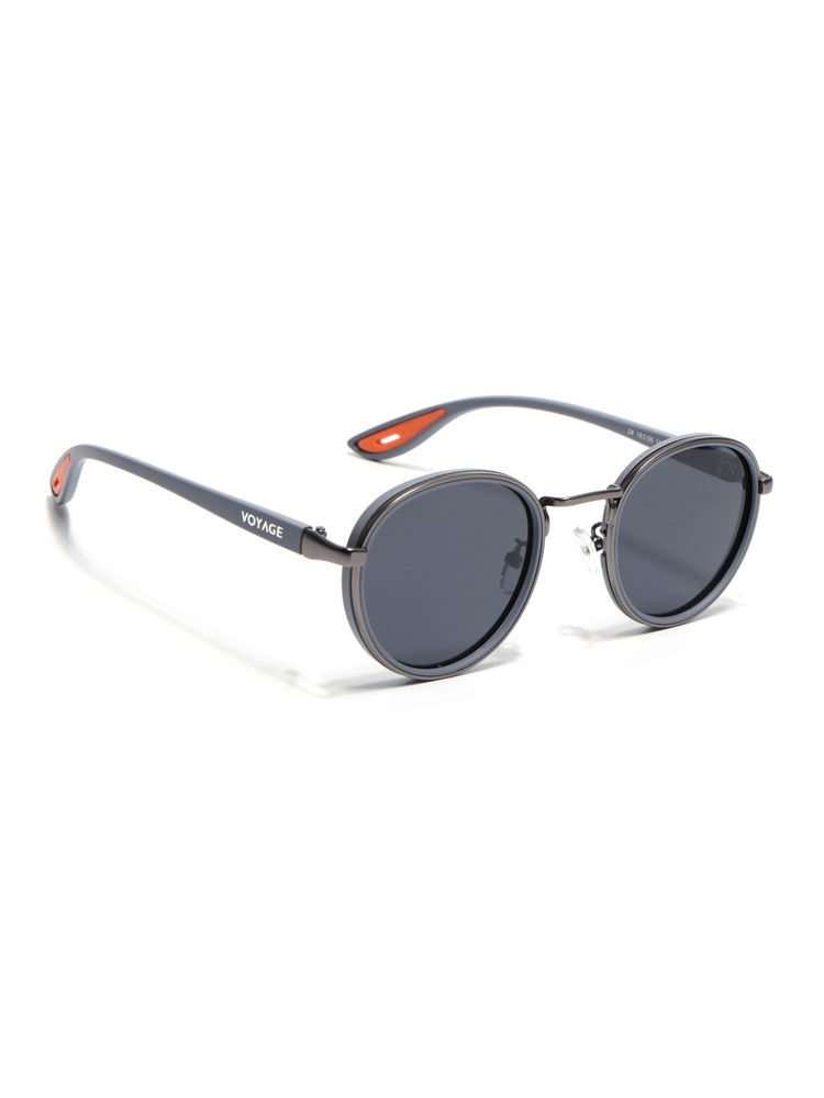 Voyage Unisex Round Polarized Sunglasses Black Lens with Grey & Silver Frame (PMG6673) (56)-picture-27