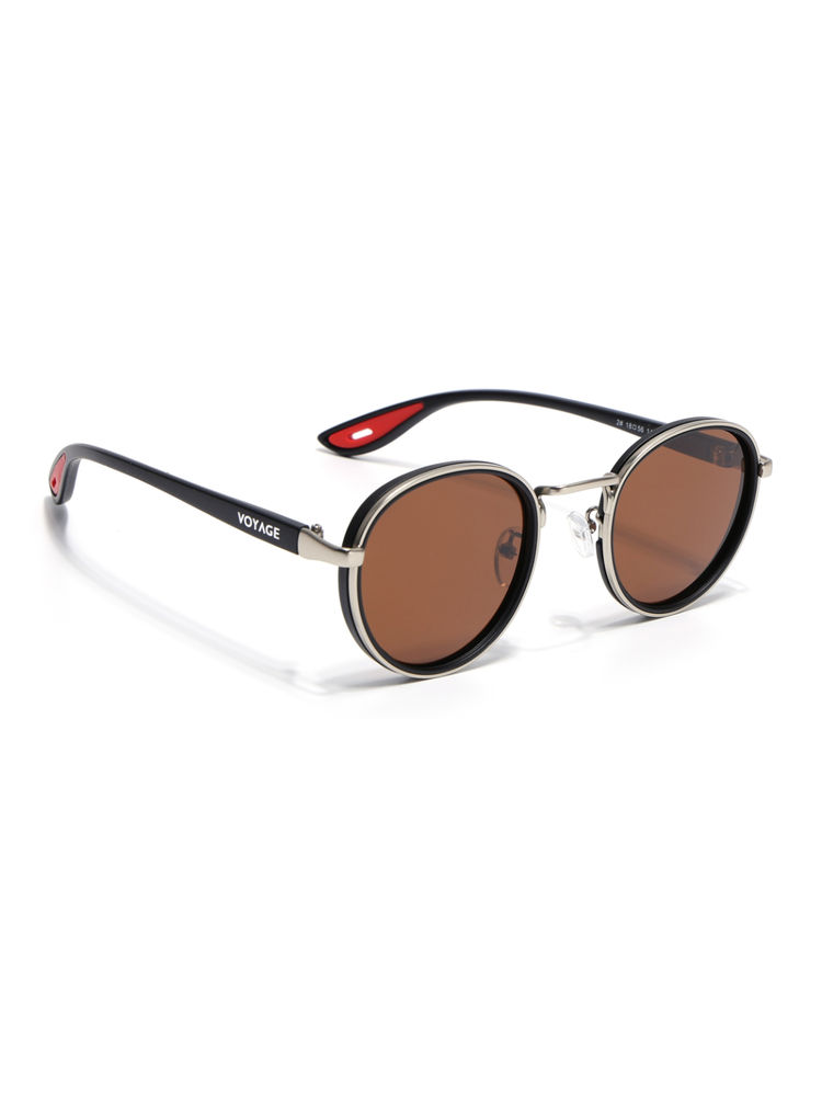 Voyage Unisex Round Polarized Sunglasses Brown Lens with Silver & Black Frame (PMG6674) (56)-picture-21