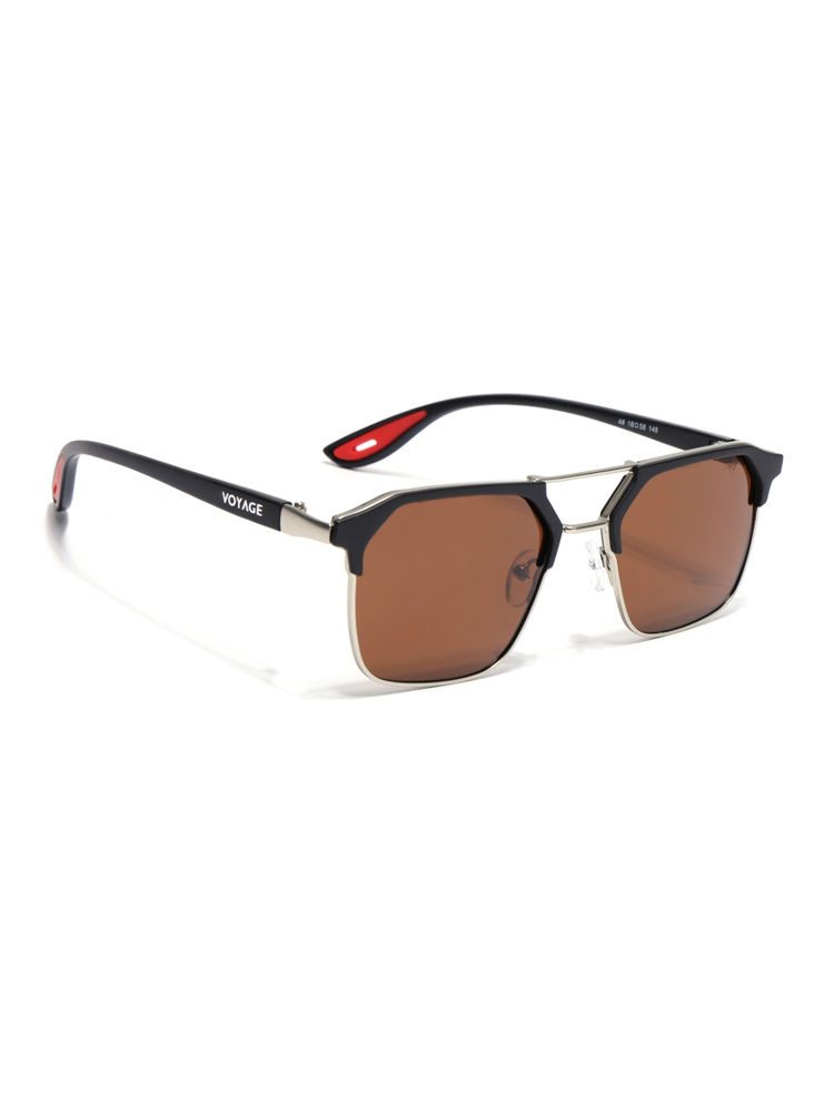 Voyage Unisex Wayfarer Polarized Sunglasses Brown Lens with Black & Silver Frame (PMG6681) (58)-picture-26