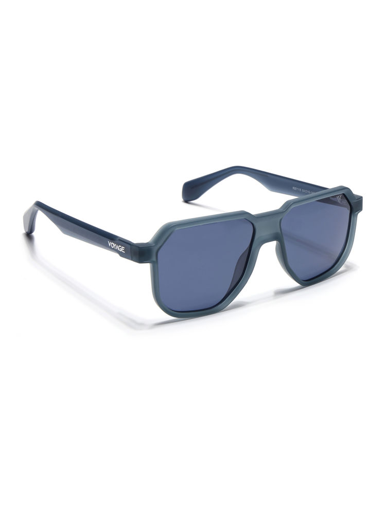 Voyage Unisex Rectangle Polarized Sunglasses Blue Lens with Matt Navy Blue Frame (PMG6712) (54)-picture-24