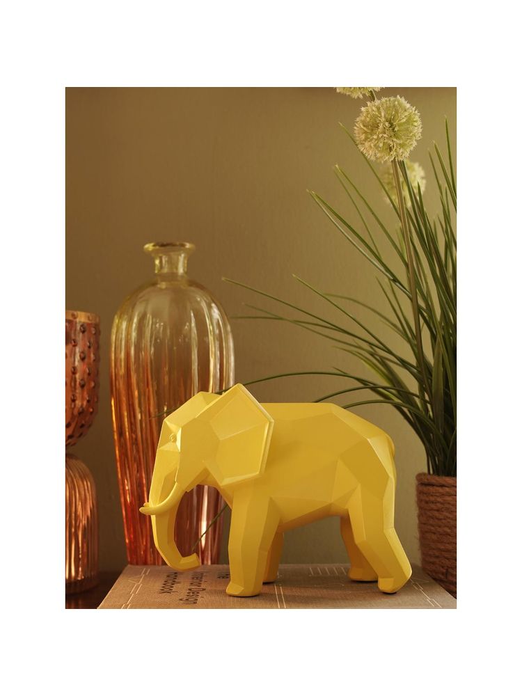 Pure Home + Living Yellow Polyresin Elephant Figurine-image-20