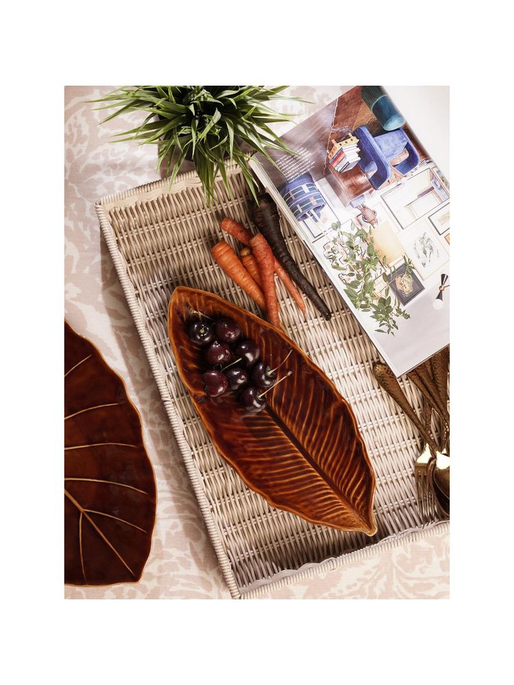 Pure Home + Living Brown Leaf Shaped Ceramic Platter-image-41