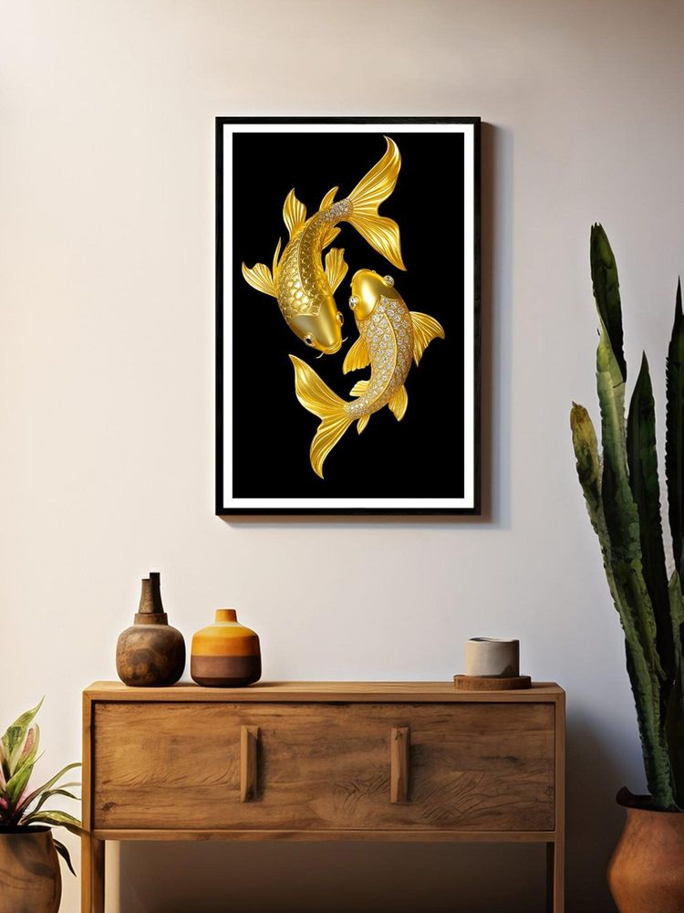 999Store Luxury Gold Diamond Koi Fish Box Fiber Canvas Painting-picture-12