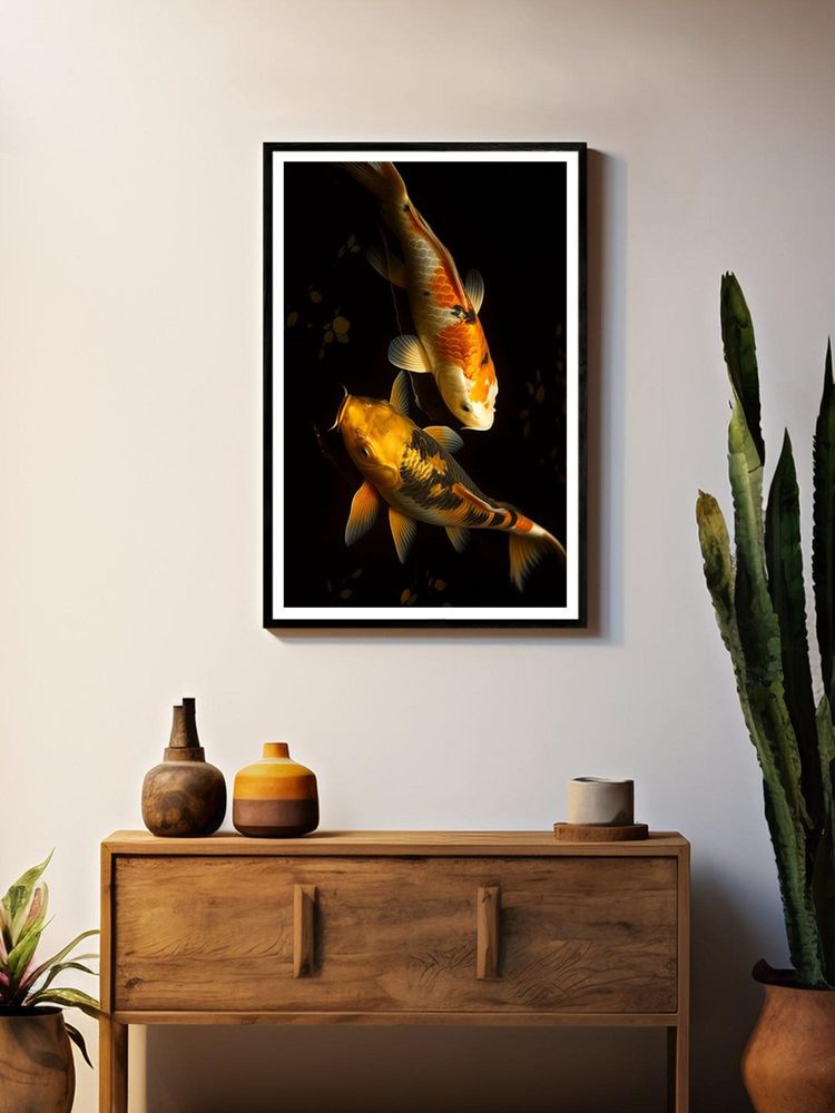 999Store Realistic Dual Koi with Dramatic Lighting Painting-image-47
