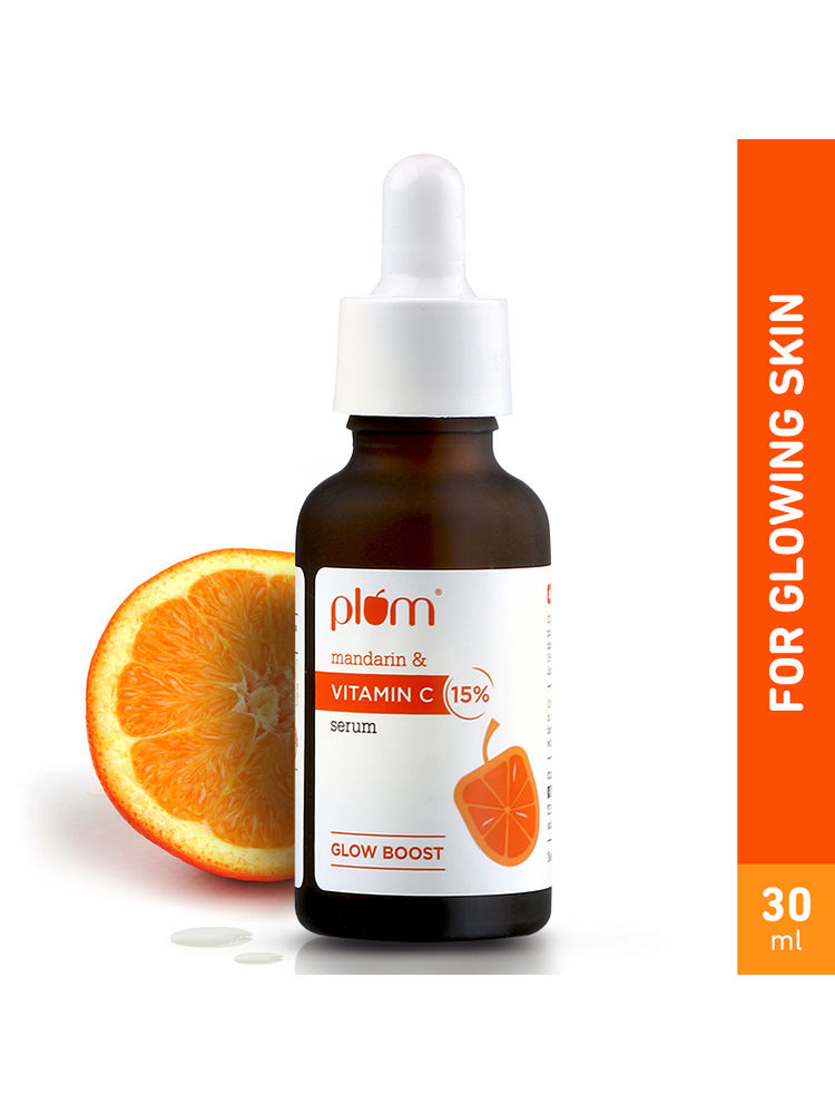 Plum 15% Vitamin C Face Serum with Mandarin for Glowing Skin with Pure Ethyl Ascorbic Acid