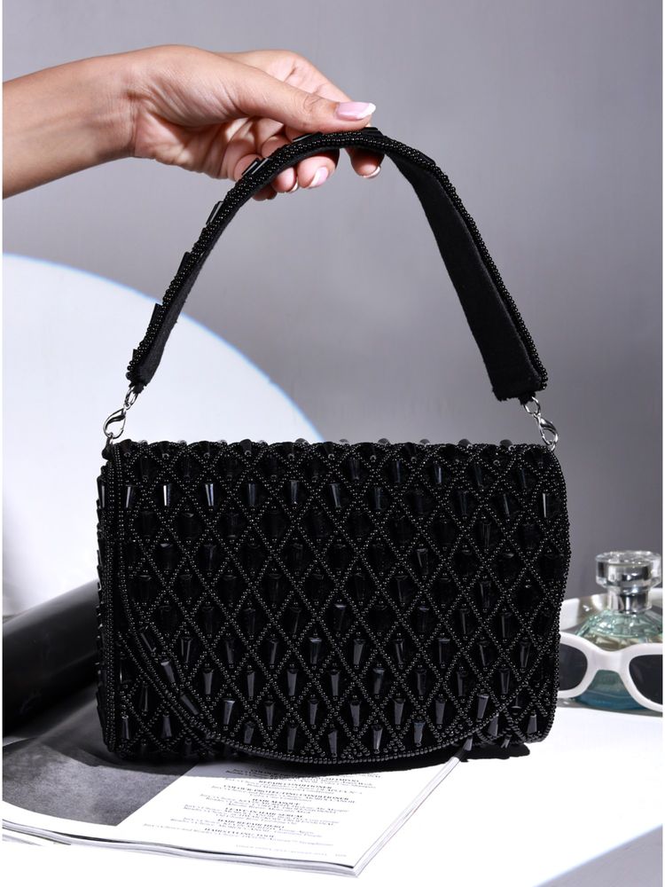 THE TAN CLAN Claire Black Clutch With Detachable-picture-13