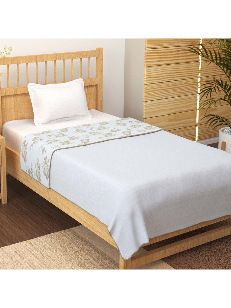 Story@Home Cotton Single Dohar Reversible Soft & Lightweight- Beige & White-image-6