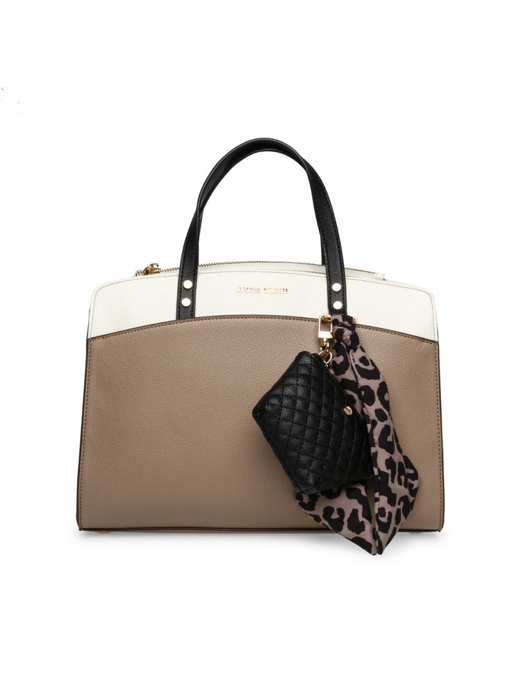 Anne Klein Beige and White Handled Satchel-picture-26