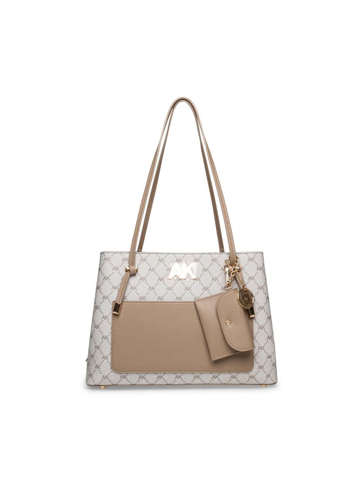 Anne Klein White and Truffle Colored Satchel-image-6