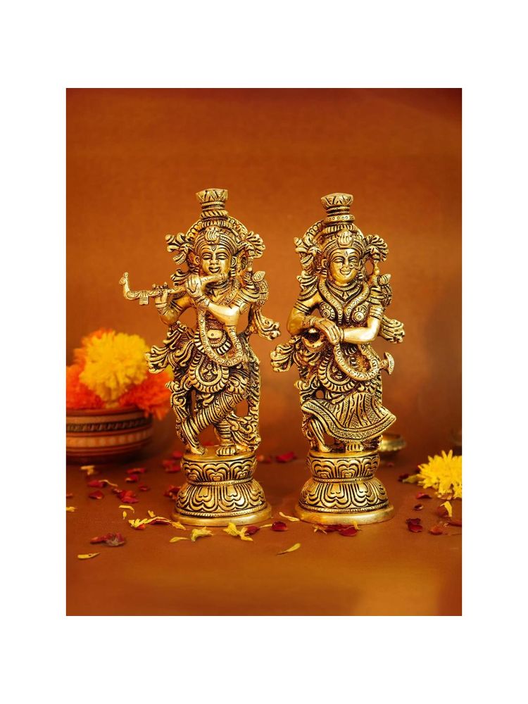 Ekhasa 100% Pure Brass Radha Krishna Murti (Big Size 23.5 Cm)-picture-7