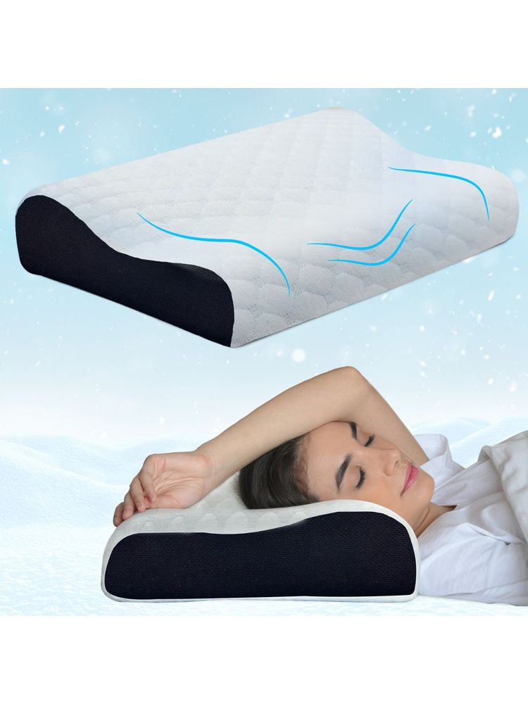 SLEEPSIA White Memory Foam Contour Pillows (Single)-picture-4