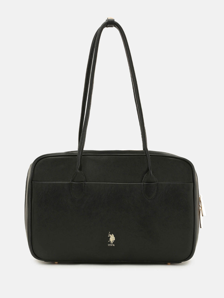U.S. POLO ASSN. Blynn Black satchel Handbag Bag with Inner Pockets-image-2