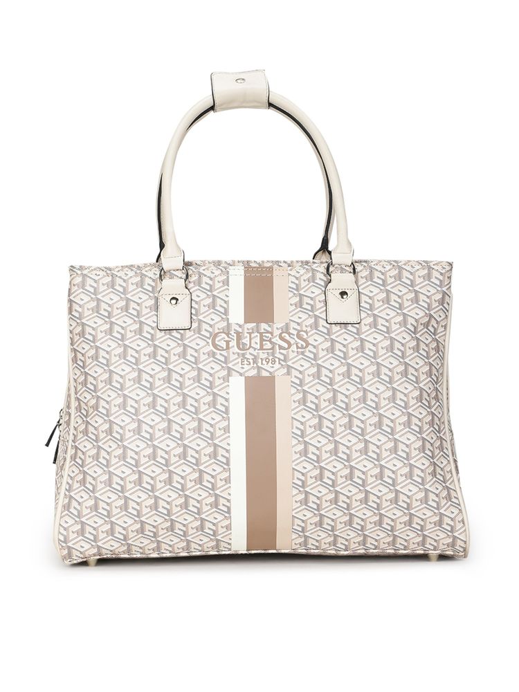 guess fashion Guess Beige Printed Wilder Tote Bag-picture-10