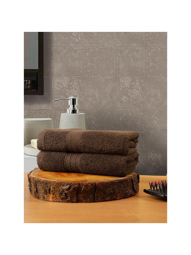 Creeva 2 Cotton Hand Towels 545 Gsm Sumptuous Soft - Warm Brown Color-image-38
