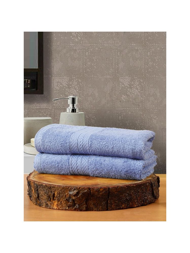 Creeva 2 Cotton Hand Towels 545 Gsm Stylish Soft - Royal Blue Color-image-36
