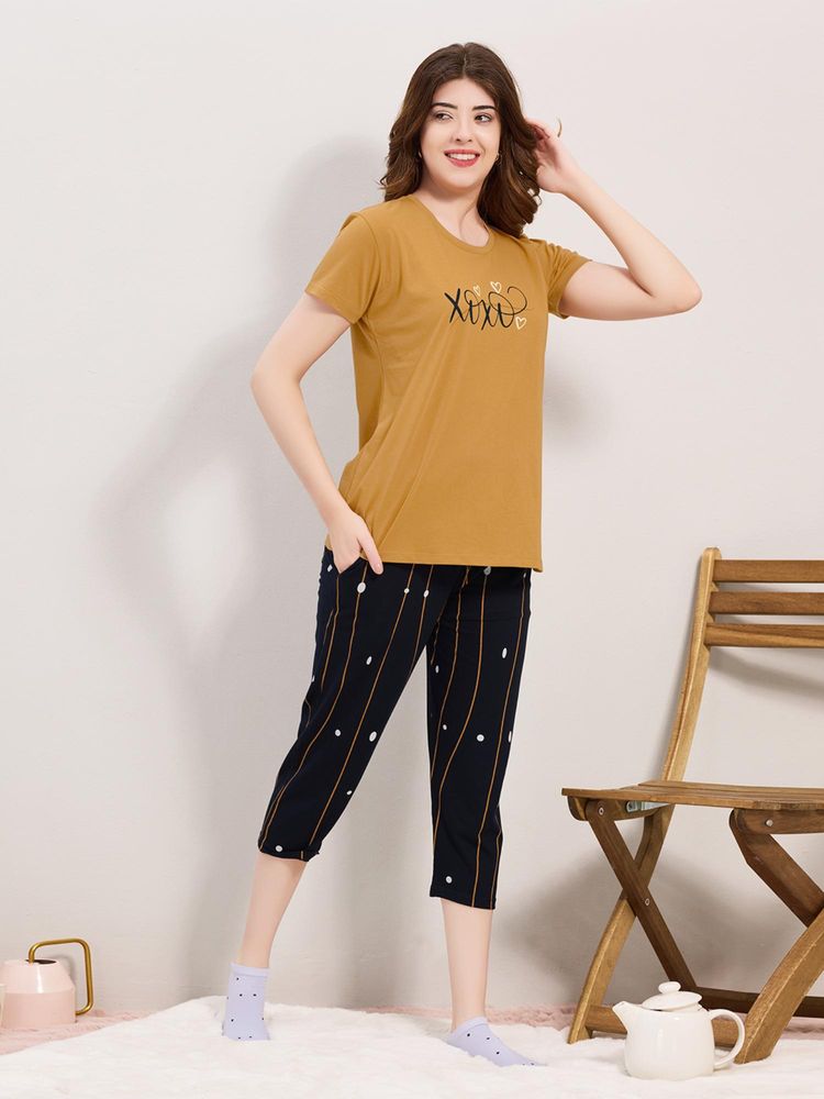 Quira Womens Printed Regular Fit T-Shirt and Capri-picture-25