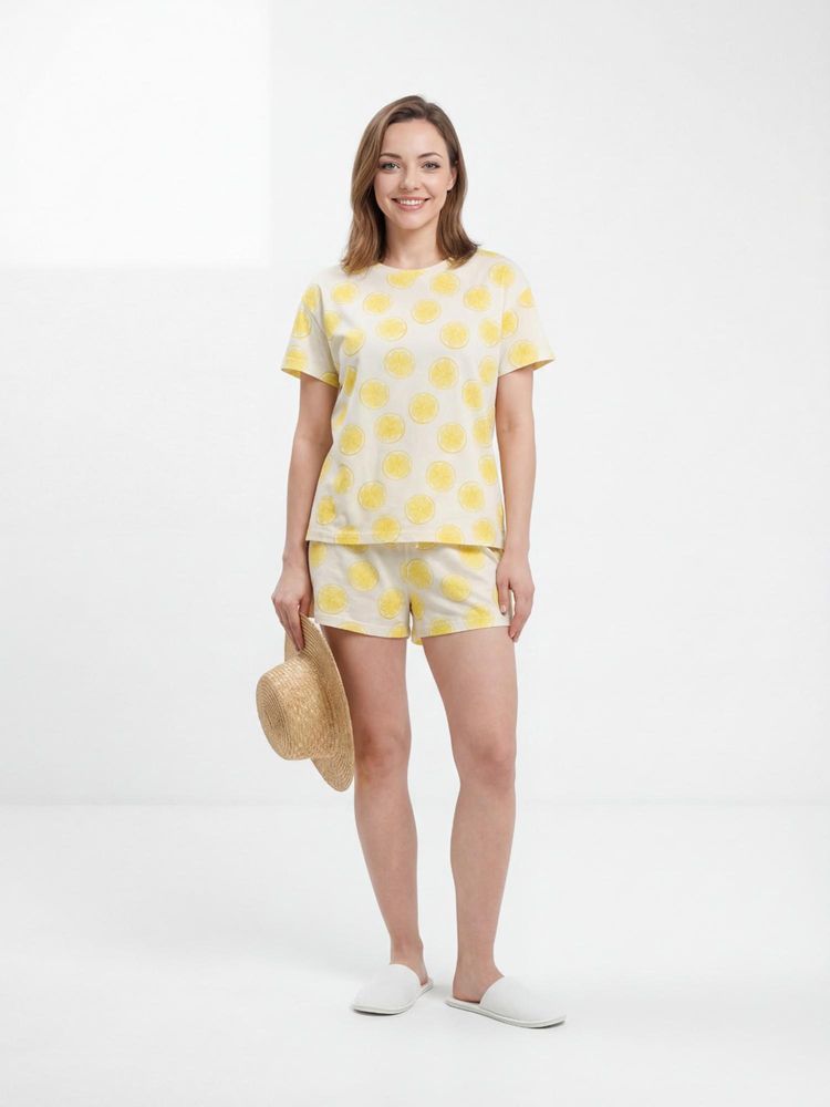 Sweet Dreams Womens Cute Lemon Print Shorts with T-Shirt-picture-18