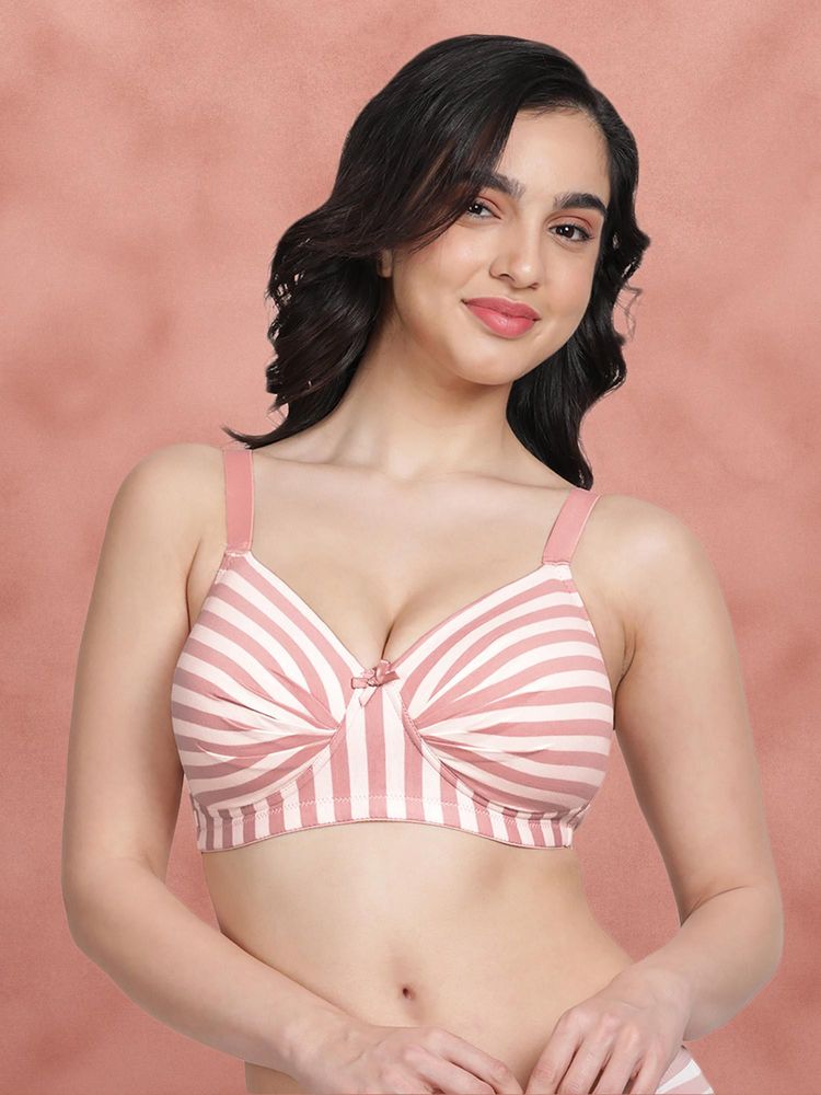 Shyaway By Taabu Ballet Slipper Padded Wirefree Striped Cotton Bra-picture-28