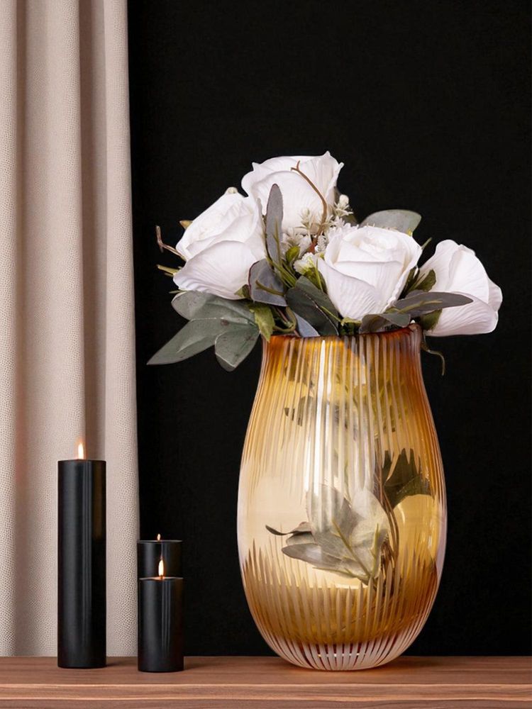 Aarvi Decor Yellow Elysium Transparent Glass Vase-picture-25