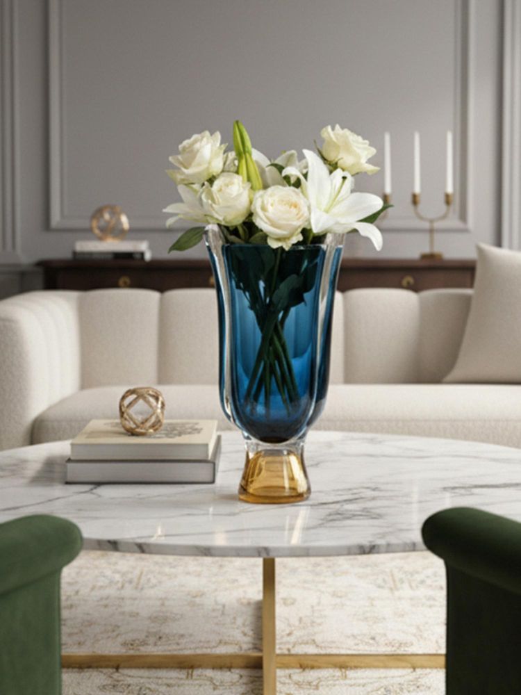 Aarvi Decor Ocean Horizon Blue Transparent Glass Vase-image-7