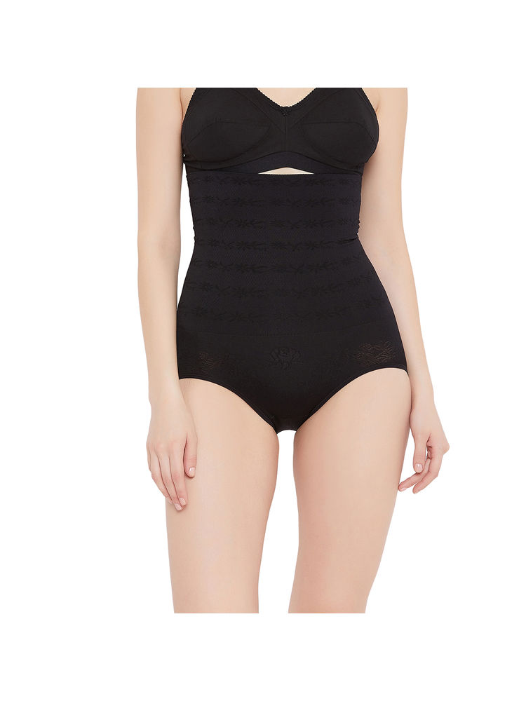 Secrets By ZeroKaata Women Solid High-waist Seamless Tummy Tucker Shapewear - Black